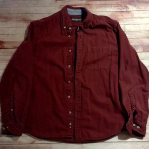 Eddie Bauer Men's Button Front Shirt Red Long Sleeve Relaxed Fit L/G
